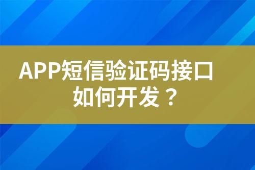 APP短信驗(yàn)證碼接口如何開(kāi)發(fā)？