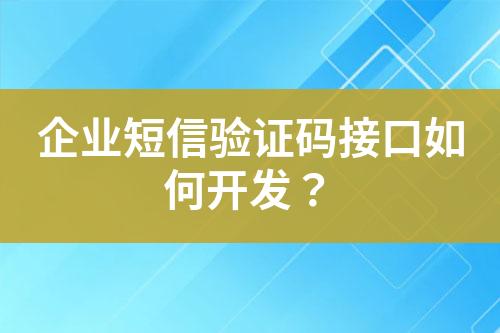 企業(yè)短信驗證碼接口如何開發(fā)？