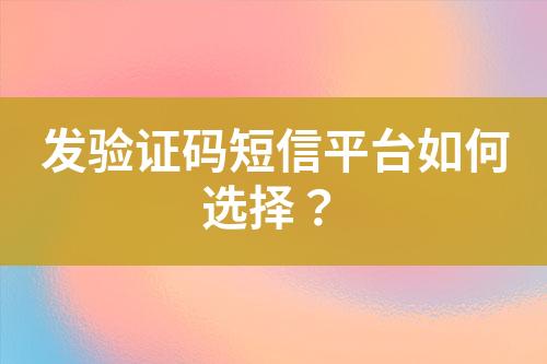 發(fā)驗(yàn)證碼短信平臺(tái)如何選擇？