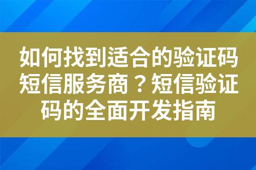 如何找到適合的驗證碼短信服務商？短信驗證碼的全面開發(fā)指南