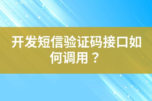 開發(fā)短信驗(yàn)證碼接口如何調(diào)用？