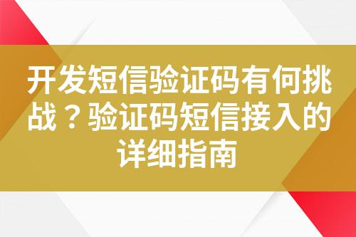 開發(fā)短信驗(yàn)證碼有何挑戰(zhàn)？驗(yàn)證碼短信接入的詳細(xì)指南