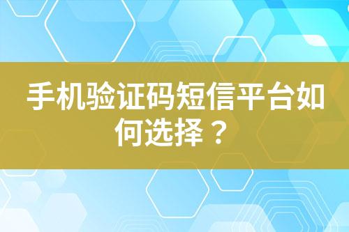 手機(jī)驗(yàn)證碼短信平臺(tái)如何選擇？