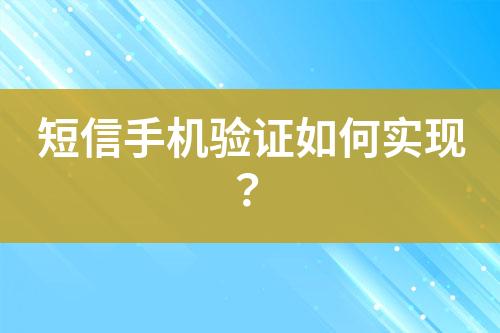 短信手機(jī)驗證如何實現(xiàn)？