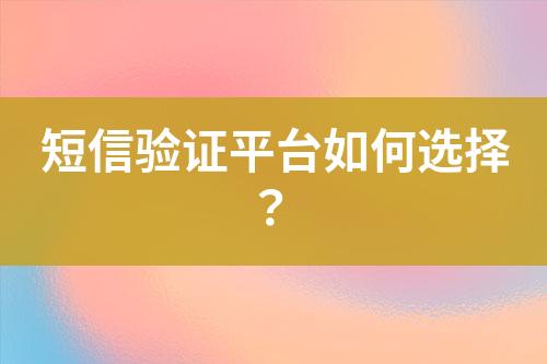 短信驗(yàn)證平臺如何選擇？