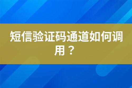 短信驗(yàn)證碼通道如何調(diào)用？