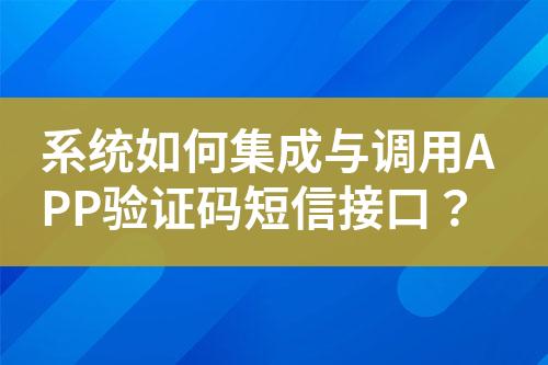 系統(tǒng)如何集成與調(diào)用APP驗(yàn)證碼短信接口？
