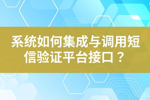 系統(tǒng)如何集成與調(diào)用短信驗證平臺接口？