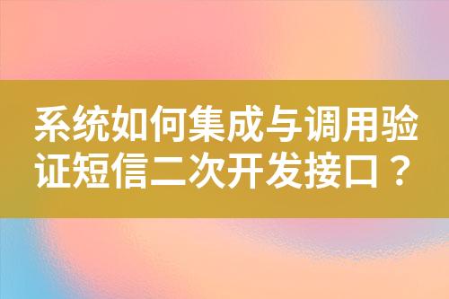 系統(tǒng)如何集成與調(diào)用驗(yàn)證短信二次開發(fā)接口？