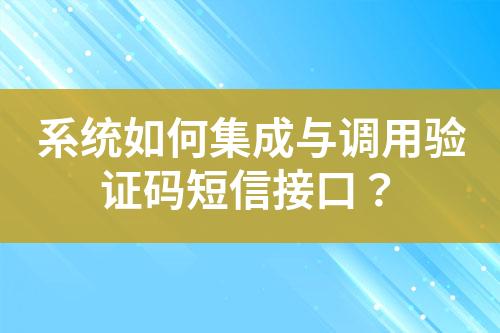 系統(tǒng)如何集成與調(diào)用驗證碼短信接口？