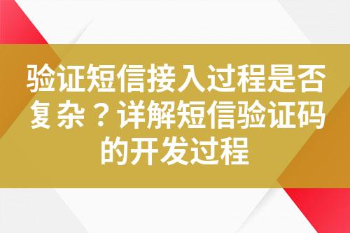 驗證短信接入過程是否復雜？詳解短信驗證碼的開發(fā)過程
