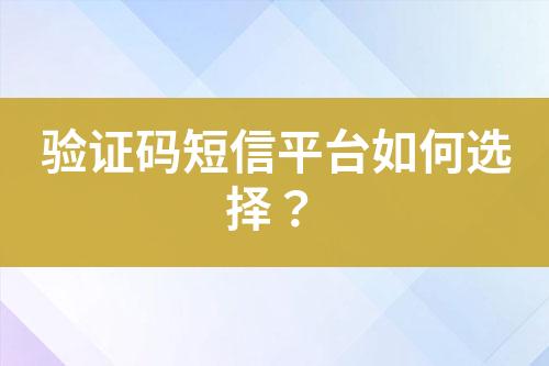 驗(yàn)證碼短信平臺(tái)如何選擇？